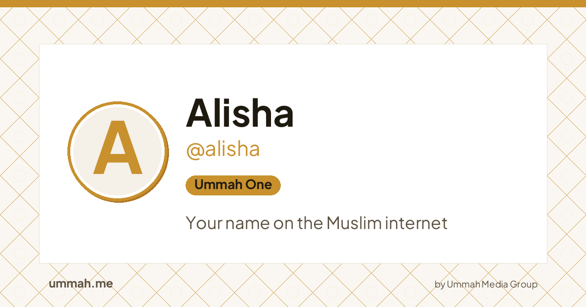 Share card preview for ummah.me/alisha