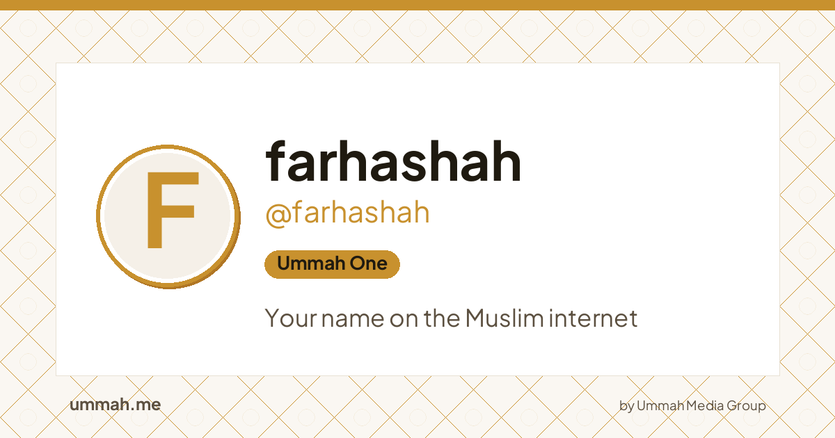 Share card preview for ummah.me/farhashah