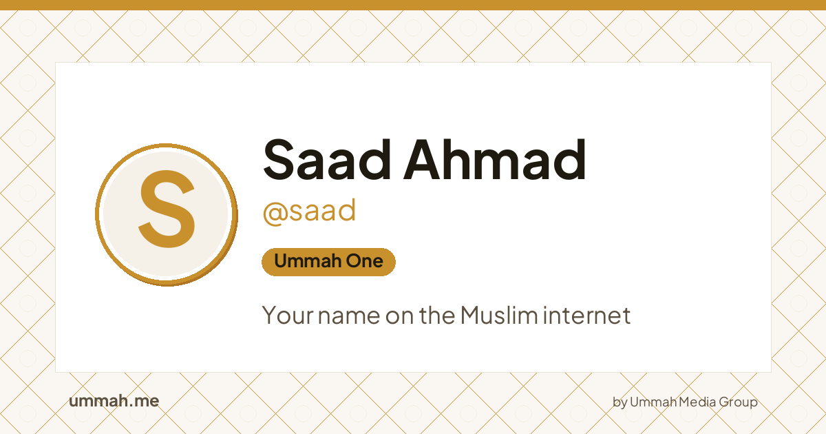 Share card preview for ummah.me/saad